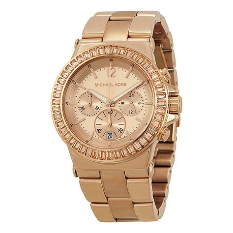 rose gold michael kors baguette watch